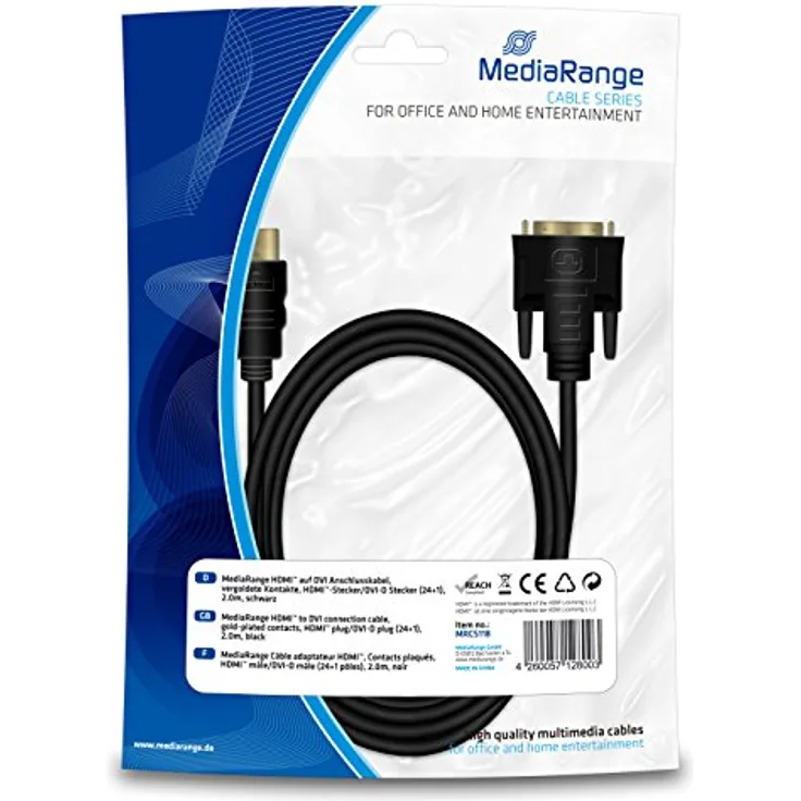 MediaRange MRCS118 HDMI-Kabel (HDMI-Stecker auf DVI-Stecker, 2 m)