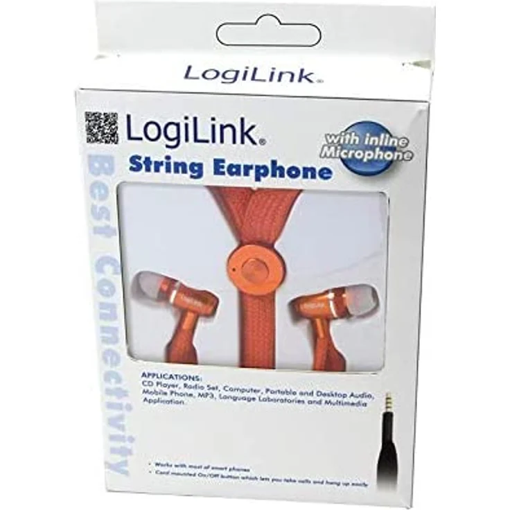Logilink HS0027 String In-Ear Kopfhörer, orange – Bild 2