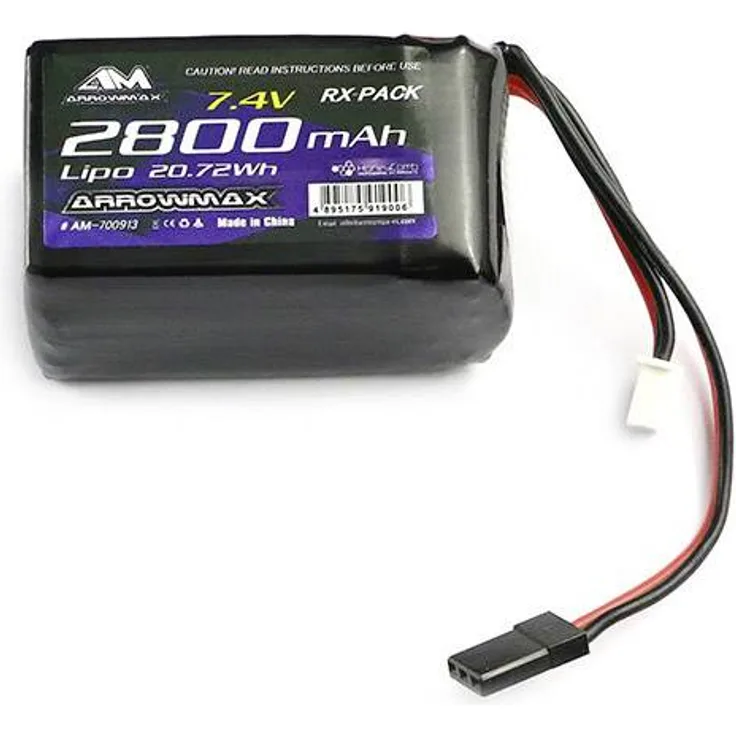 ArrowMax Modellbau-Empfängerakku (LiPo) 7.4V 2800 mAh Hump JR