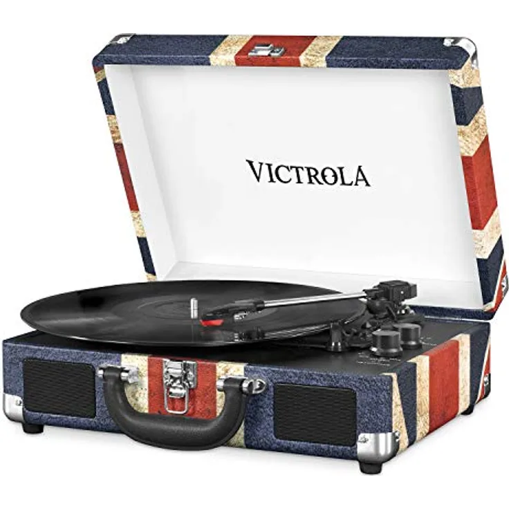Victrola Suitcase Turntable 3-Gang Bluetooth Kofferplattenspieler - Britische Flagge