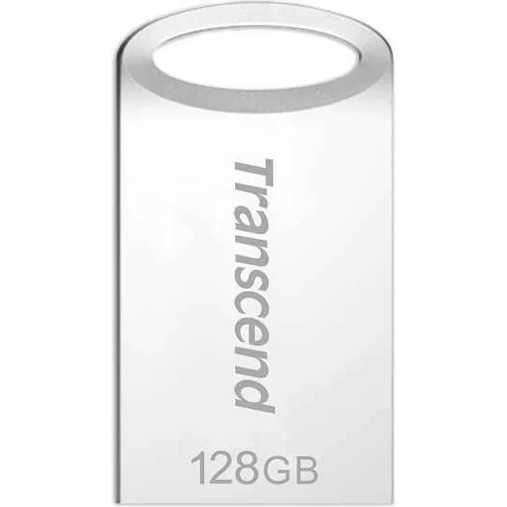 Transcend 128GB kleiner und kompakter USB-Stick 3.1 Gen 1 (für den Schlüsselanhänger) JetFlash silber TS128GJF710S (umweltfreundliche Verpackung)