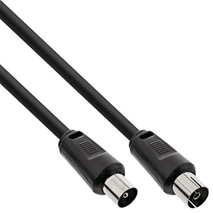 InLine Antennenkabel, 2X geschirmt, 75dB, schwarz, 5m