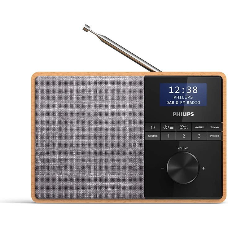 Philips TAR5505/10 Tragbares Radio mit Bluetooth, LCD-Display, braun, grau – Bild 1