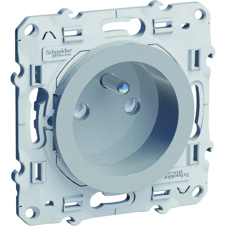 Schneider Electri Steckdose mit Erde 2 P + T mit Stern Odace, grau, SC5S53A059 3680 wattsW, 230 voltsV