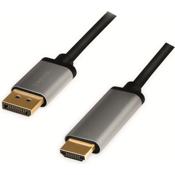 DisplayPort-Kabel LOGILINK CDA0107, DisplayPort-HDMI, Alu, 4k, 2 m