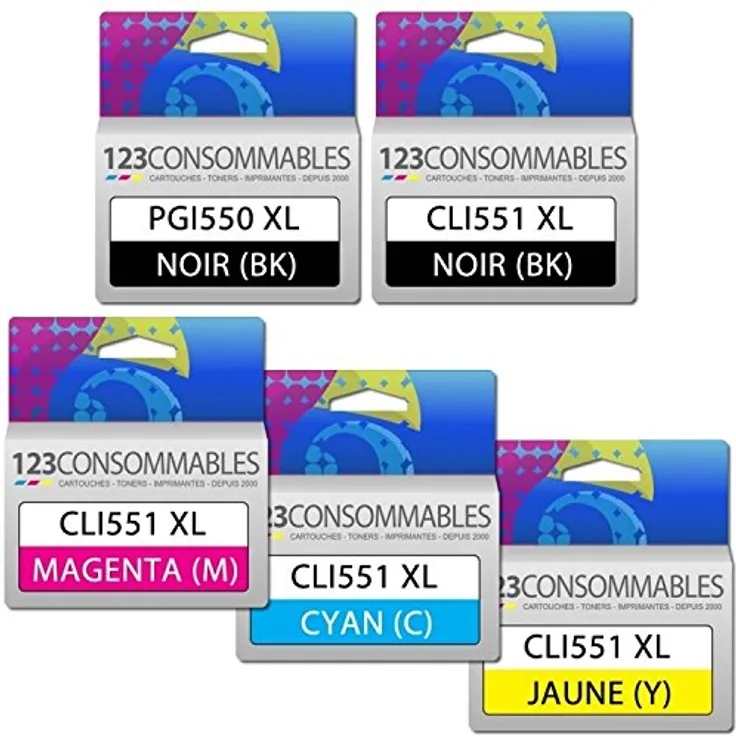 Pack Générique PGI550/CLI551, 5 Patronen