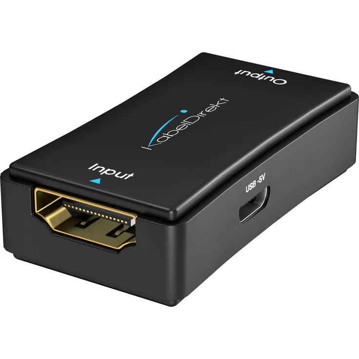 KabelDirekt - HDMI 2.0 aktiver Repeater - (Signal-Verstärker, UHD 4K-60Hz, HDR, YUV 4:4:4, max. 50m Reichweite, HDCP 2.2, Buchse-Buchse)