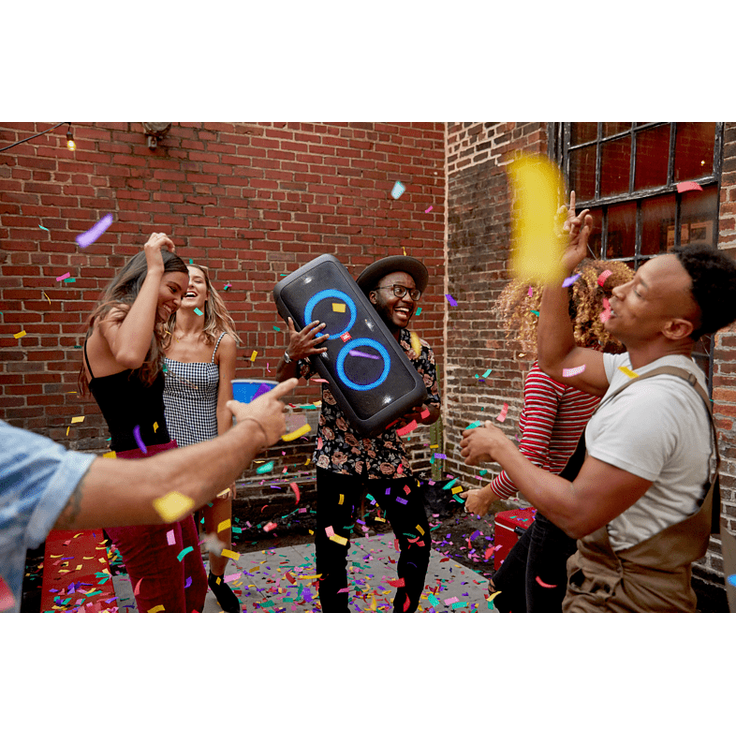 JBL PartyBox 300 in Schwarz Tragbarer Bluetooth Party-Lautsprecher mit Lichteffekten Spritzwassergeschützte, mobile Musikbox mit Akku – Bild 7