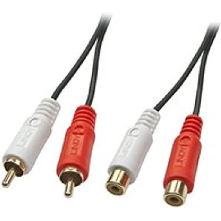 LINDY Audiokabel Stereo 2X RCA Male an 2X RCA Female, 5m, vergoldet