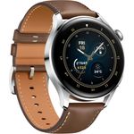 Huawei Watch 3 Classic Edition Smartwatch GPS, Unisex, 46mm, Lederarmband, Braun
