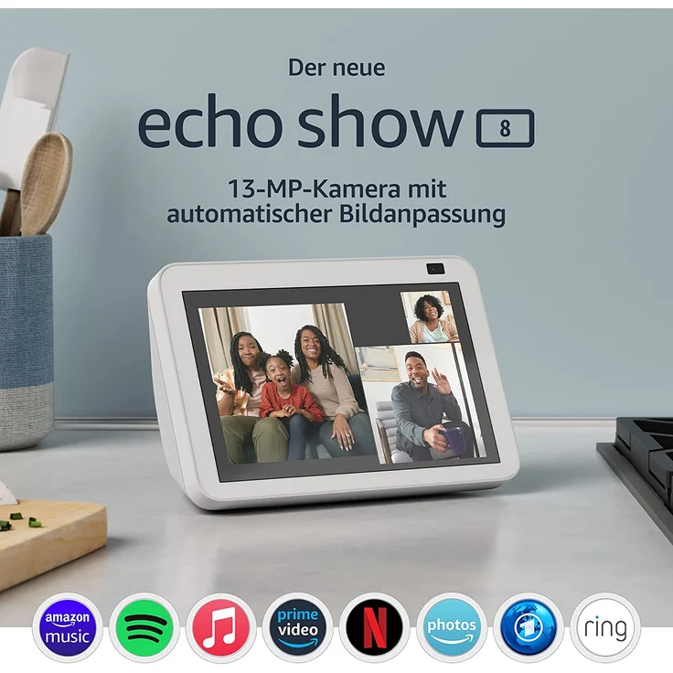 Amazon Echo Show 8 (2. Generation, 2021), HD-Smart Display mit Alexa und 13-MP-Kamera, Weiß – Bild 2