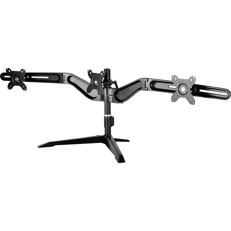 SilverStone SST-ARM31BS - Triple-LCD-/LED Monitorständer für 3 Monitore mit max. 24'', Montage der Monitore vertikal, Monitore 360° drehbar sowie ±15° schwenk- und kippbar, Maximale Montagelochabstände VESA MIS-D 75x75-100x100, schwarz – Bild 5