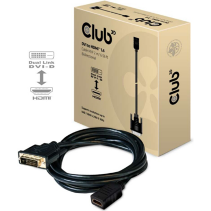 Club 3D HDMI Adapterkabel 2m HDMI zu DVI-D bidirektional schwarz CAC-1211