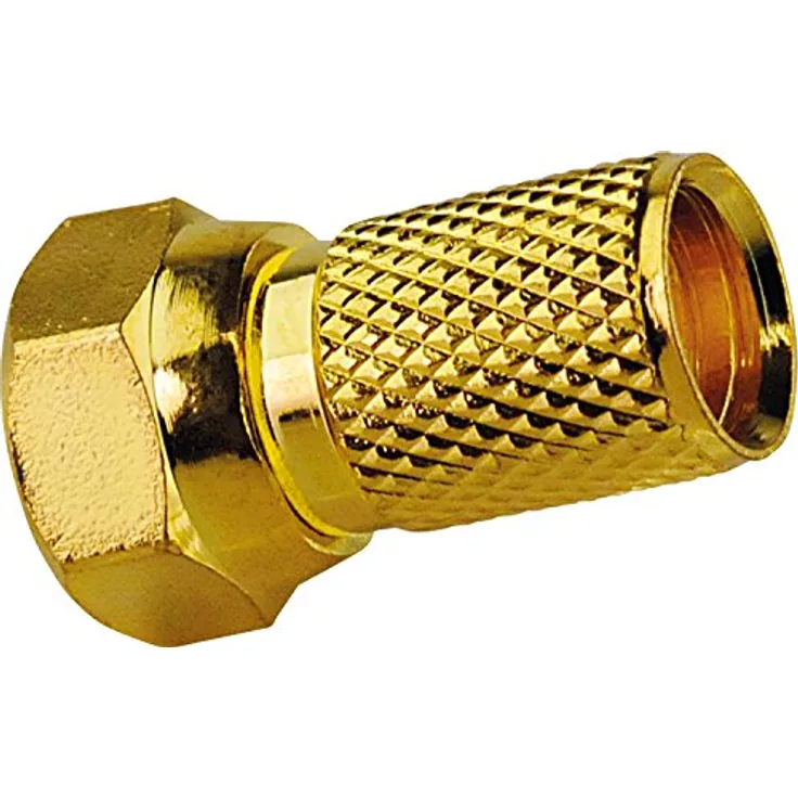 SCHWAIGER -GOFST7002 537- F-Aufdrehstecker 2-er Set-für Koaxialkabel-Verbindung von Stecker und Kabel- 2 Stück-Gold