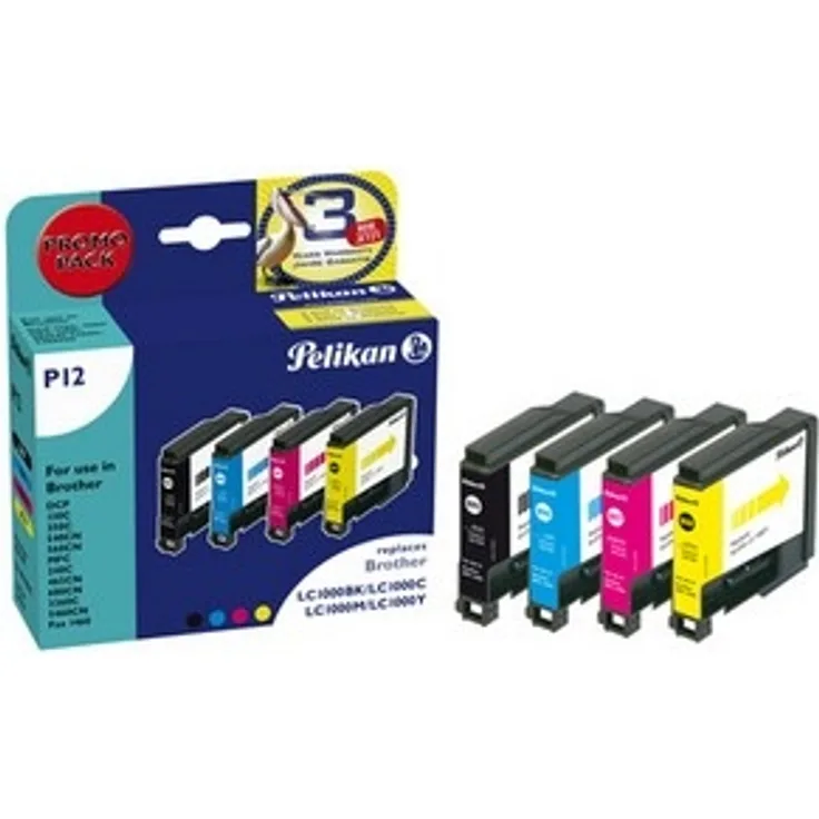 Pelikan P15 Druckerpatronen PromoPack (ersetzen Brother LC970VAL) schwarz, cyan, magenta, gelb