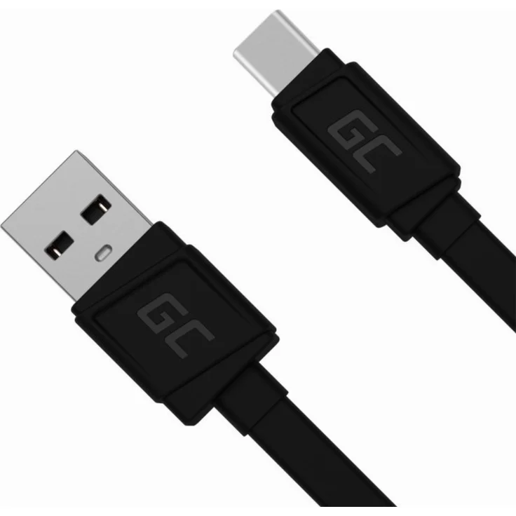 Green Cell Kab USB > USB-C 0,25 m Black, Ladekabel/Datenkabel, schwarz – Bild 1