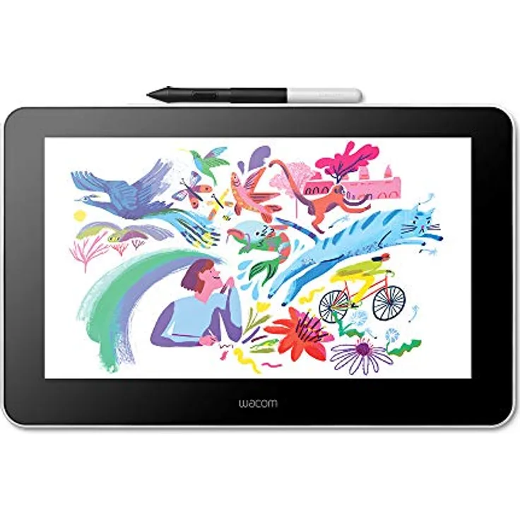 Wacom One Creative Pen Display mit software (zum Skizzieren, Zeichnen auf dem Bildschirm, 13,3 Zoll Full HD Display (1.920 x 1.080), Stiftpräzision) - Ideal für Home-Office & E-Learning