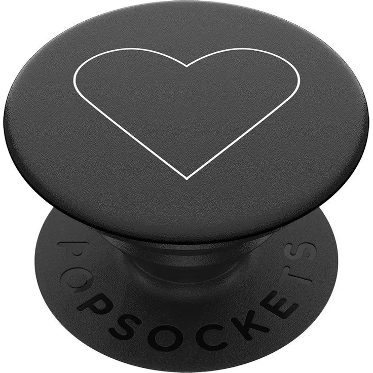 PopSockets PopGrip - Ausziehbarer Sockel und Griff für Smartphones und Tablets mit einem Austauschbarem Top - White Heart Black