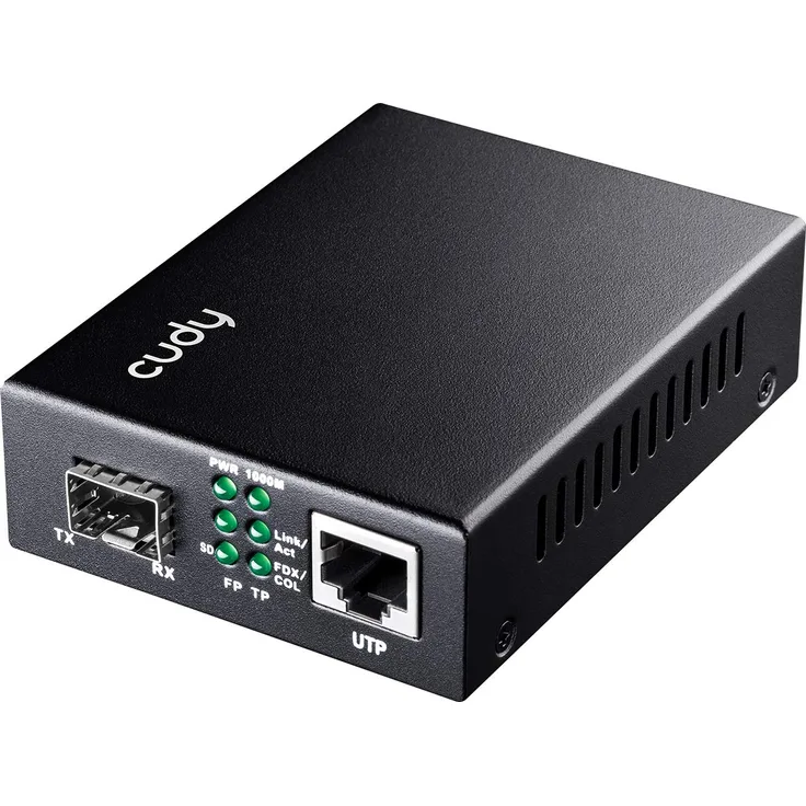 Cudy MC220 Gigabit-Ethernet-Medienkonverter, 10/100/1000 Mbps Gigabit-Ethernet-RJ45-zu-SFP-Slot für Gigabit, Unterstützung für 1000BASE-SX/LX/LH-SFP-Mini-GBIC-Module, Glasfaser Modem