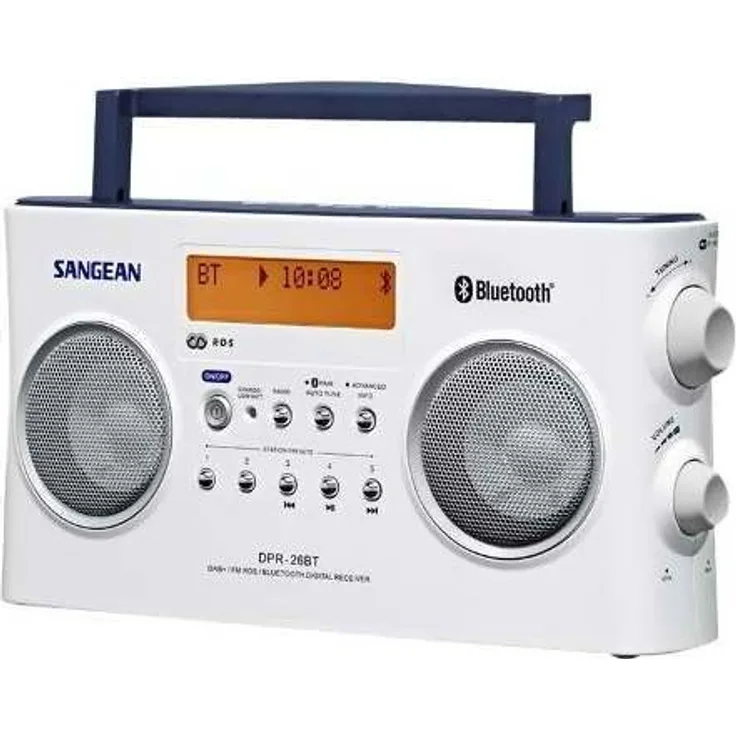 Sangean DPR-26BT tragbares DAB+ Digitalradio (UKW-Tuner, Bluetooth, AUX-In) weiß