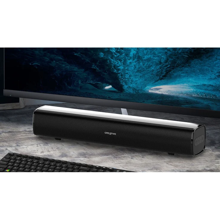 Creative Soundbar Stage (51MF8360AA000) 2.1 Soundbar mit Subwoofer, kabellos/kabelgebunden, geeignet für TV, schwarz – Bild 11