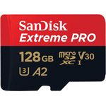 SanDisk Extreme Pro 128GB microSDXC Memory Card + SD Adapter with A2 App Performance + Rescue Pro Deluxe 170MB-s Class 10, UHS-I, U3, V30