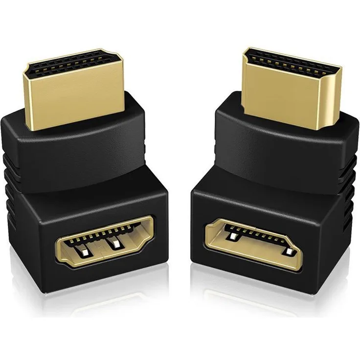 Icy Box IB-CB009-1 HDMI Winkeladapter (2er Set-gespiegelte Ausrichtung), 1080p-2160p-3D-Ethernet, True-HD-DTS-HD, vergoldete Anschlüsse