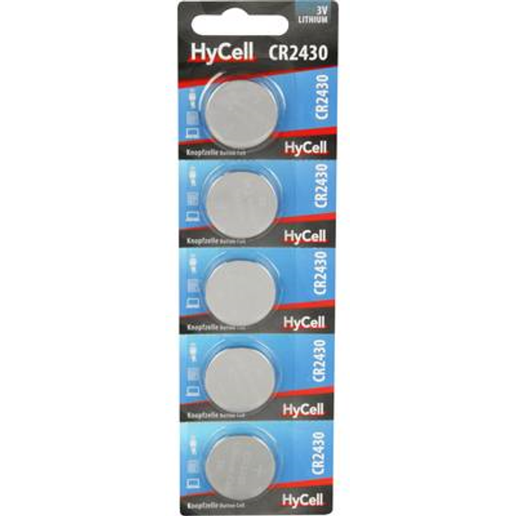 HyCell 5er Pack Lithium Knopfzellen CR2430 3V - Knopfbatterien mit erstklassige Qualität mit langer Haltbarkeit