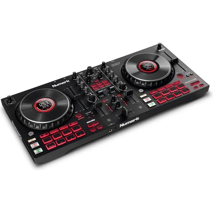 Numark Mixtrack Platinum FX - DJ-Controller für Serato DJ mit 4-Deck Kontrolle, DJ-Mixer, integriertem Audio Interface, Jogwheel-Displays und Effektpaddeln