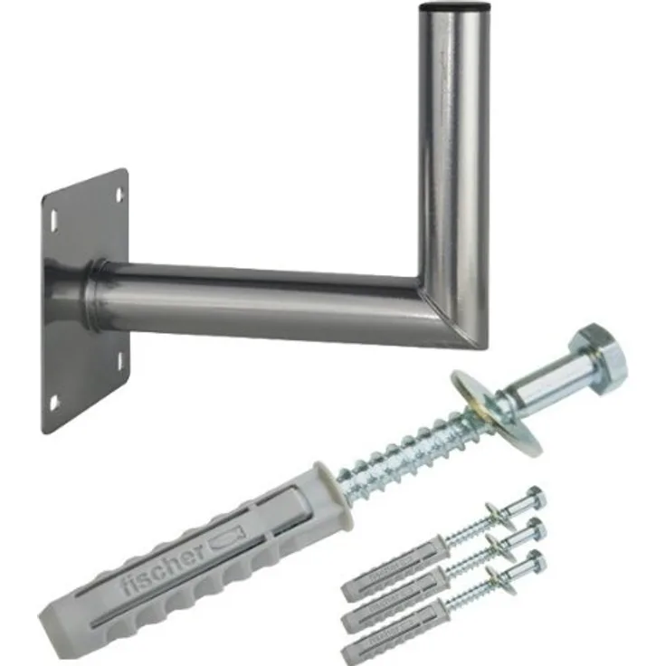 PremiumX 25-30cm Wandhalter Stahl verzinkt SAT Antenne Wandhalterung für Satellitenantenne Wand Montage Halter Wandabstand 25-30 cm + Fischer Schraubensatz für Wand Montage