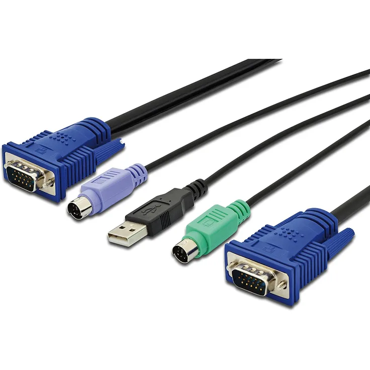 DIGITUS KVM Kabel-Satzfür KVM Konsolen & KVM Switches, 5 Meter, Geeignet für DS-720xx und DS-23100-1, DS-23200-1, DS-23300-1
