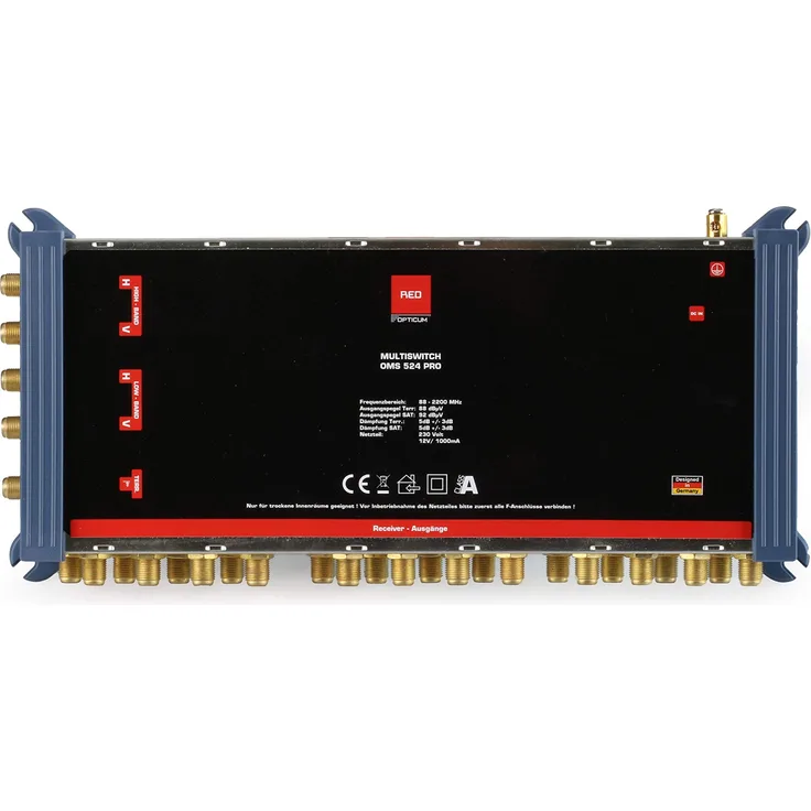 Red Opticum OMS 5/24 PRO Multischalter für den Empfang Einer Satellitenposition an bis zu 24 Teilnehmer/vergoldete Kontakte / 4K, 3D, UHD tauglich/Quattro LNB geeignet