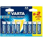 VARTA Longlife Power AA Mignon LR06 Batterie, Alkaline Batterie, ideal für Spielzeug Taschenlampe Controller und andere batteriebetriebene Geräte (6+2er Pack) - Preisvergleich
