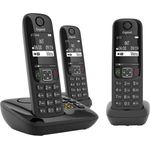 Gigaset AS690A Trio Festnetz-/Schnurlostelefon mit Anrufbeantworter (DECT-Telefon mit 3 Mobilteilen, Freisprechfunktion, großes Display, große Tasten) schwarz - Preisvergleich