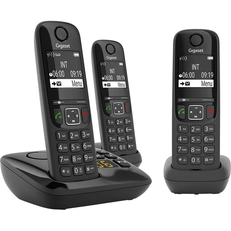 Gigaset AS690A Trio Festnetz-/Schnurlostelefon mit Anrufbeantworter (DECT-Telefon mit 3 Mobilteilen, Freisprechfunktion, großes Display, große Tasten) schwarz - Preisvergleich – Bild 1