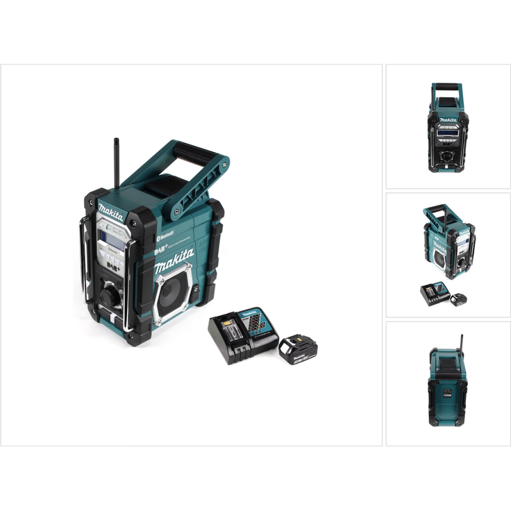 Makita DMR 112 RF1 Akku Baustellen Radio 7,2 - 18V Bluetooth DAB+ + 1x 3,0Ah Akku + Ladegerät schwarz, blau, silber