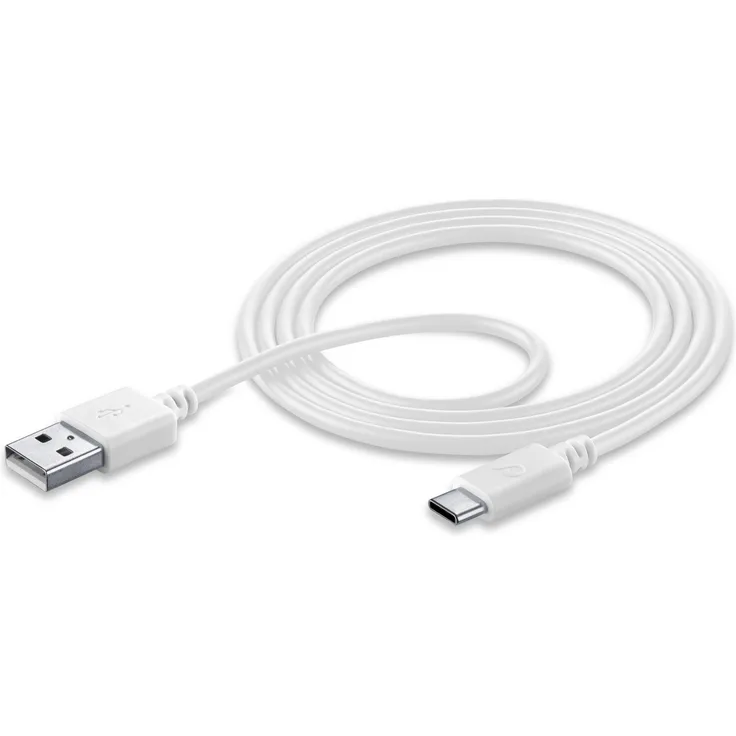 cellularline USBDATACUSBA-CW - USB Kabel (1,2 m, USB A, USB C, 2.0, Male Connector-Male Connector, Weiß)