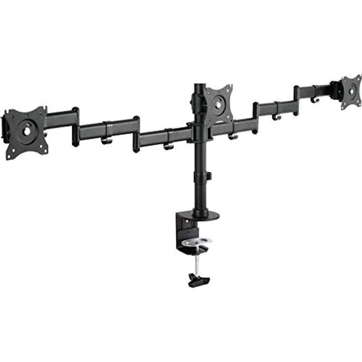 DIGITUS Monitor-Halterung - Tischklemme - 3 Monitore - Bis 27 Zoll - Bis 3x 8 kg - VESA 75x75, 100x100 - Schwarz – Bild 1