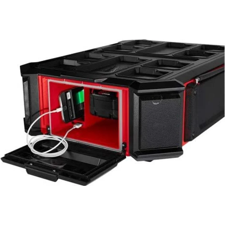 Milwaukee M18PRCDAB+-0 Baustellenradio mit Bluetooth, geeignet für Outdoor, spritzwassergeschützt, rot, schwarz – Bild 6