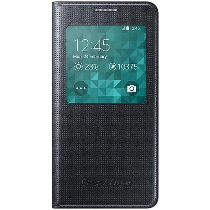 Samsung S-View Schutzhülle Flip Case Cover für Samsung Galaxy Alpha - Schwarz – Bild 1
