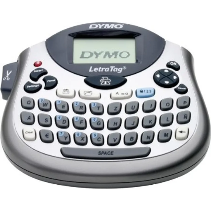 Dymo LetraTag LT-100T Beschriftungsgerät | Tragbares Etikettendrucker mit QWERTZ Tastatur | silber | Ideal fürs Büro oder zu Hause