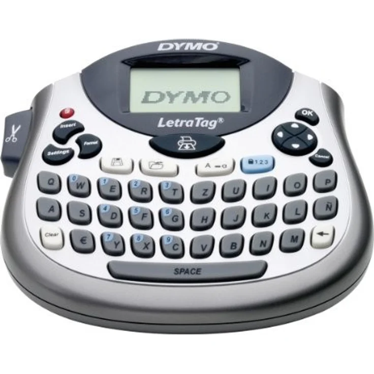 Dymo LetraTag LT-100T Beschriftungsgerät | Tragbares Etikettendrucker mit QWERTZ Tastatur | silber | Ideal fürs Büro oder zu Hause – Bild 1