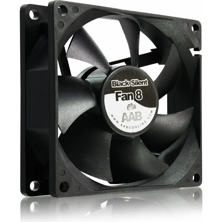 AAB Cooling Black Silent Fan 8 - 80mm leise und effizient Gehäuselüfter mit 4 Anti-Vibrations-Pads