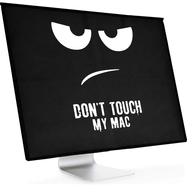 kwmobile Hülle kompatibel mit Apple iMac 21.5'' - mit Fach für Apple Magic Keyboard, Magic Mouse und Kabel - Don't Touch My Mac Weiß Schwarz