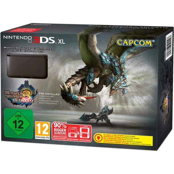 Nintendo 3DS XL Schwarz 256MB & 4GB Speicherkarte Bundle inkl. Monster Hunter 3 Ultimate – Bild 1