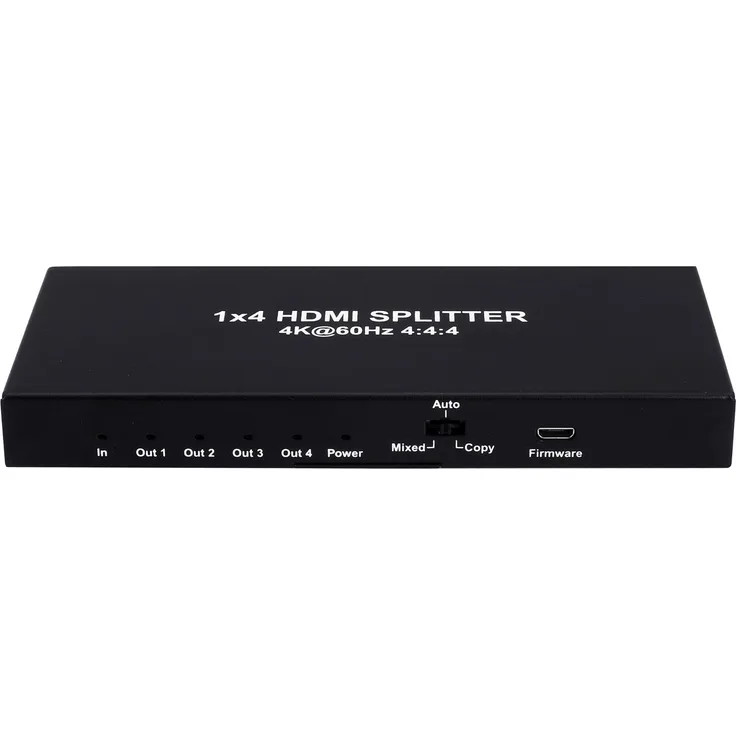 FeinTech VSP01401 HDMI 2.0 Splitter 1 auf 4 Verteiler Ultra-HD 4K60Hz YUV 4:4:4 HDR HDCP 2.2 EDID 18 Gbps