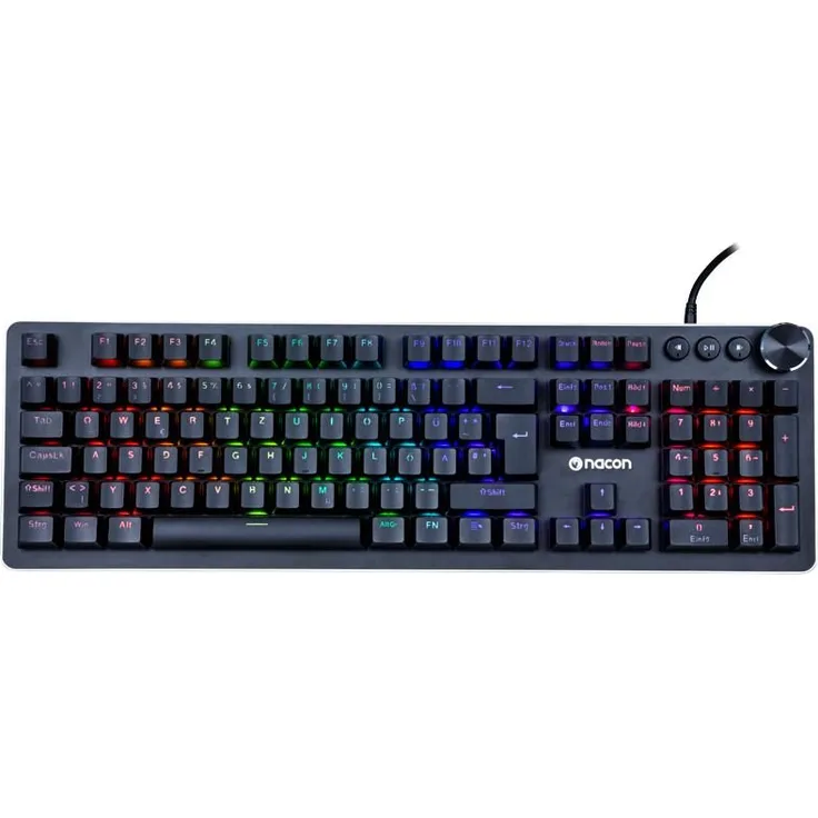 Nacon mechanische Gaming Tastatur CL-520DE (Schwarz, deutsches Layout QWERTZ, kabelgebunden, RGB-Beleuchtung) (NA002317)