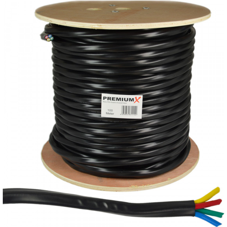 PremiumX 100m Basic PRO Quattro Koaxial SAT Kabel 90dB 2-Fach geschirmt Schwarz