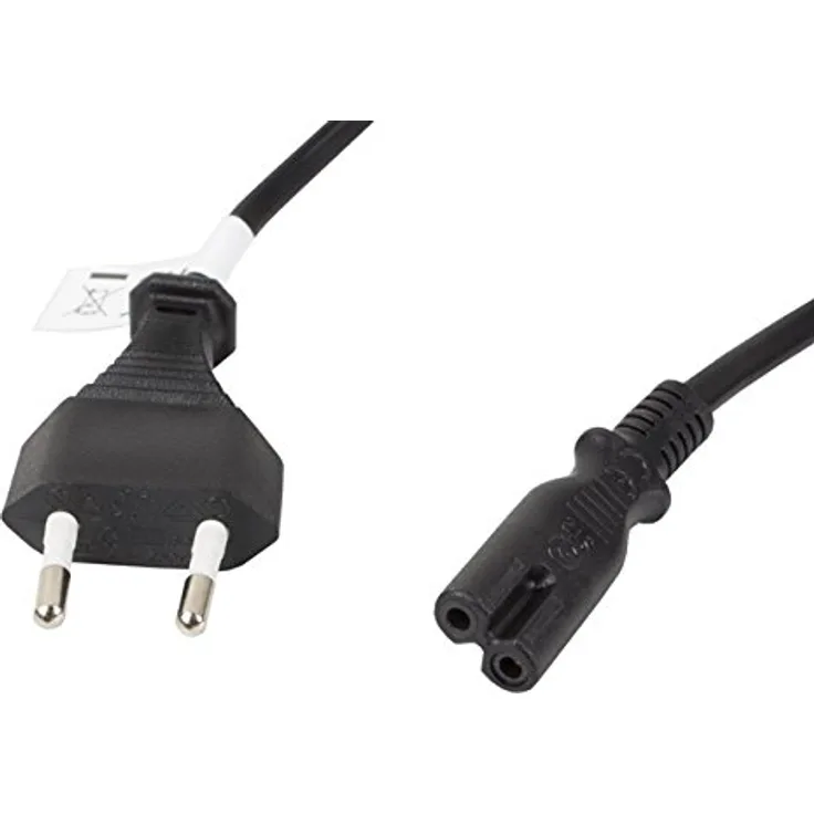 lanberg CA-C7CA-11CC-0018-BK Lanbergcee 7-16 Euro-Stecker auf Iec 320 C7 Buchse Netzkabel VDE, 1,8m schwarz