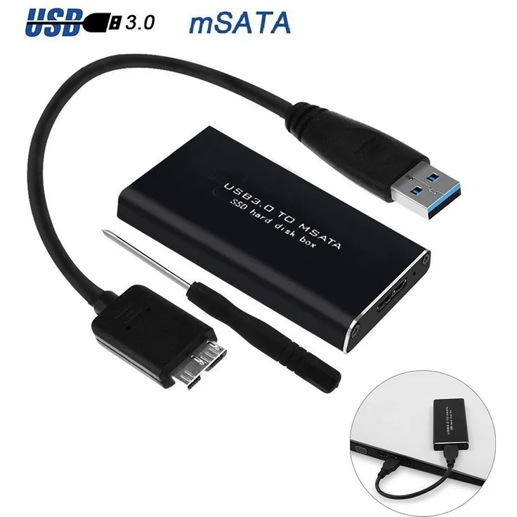 RGBs USB zu mSATA 3030 mm 3050 mm SSD Festplattengehäuse USB 3.0 6 Gbps High Speed unterstützt UASP Externe Konverter für Samsung/SanDisk/Kingston/Toshiba m-sata Solid State Drive